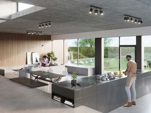 Miniaturka 4 - Kuchnia w stylu industrialnym z oświetleniem szynowym