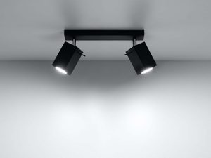Miniaturka 7 - Nowoczesny kinkiet sufitowy z dwoma czarnymi reflektorami