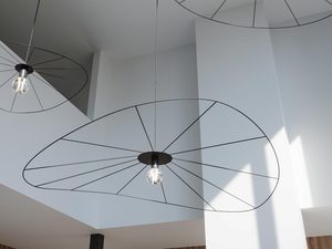 Miniaturka 3 - Okrągła lampa sufitowa, metalowa rama, minimalistyczny styl do wnętrz