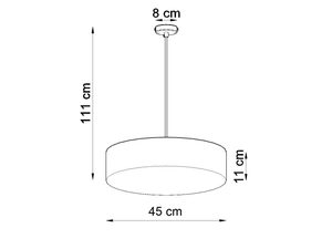 Miniaturka 18 - Rysunek techniczny lampy wiszącej bęben z wymiarami 45x11 cm