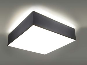 Miniaturka 6 - Plafon sufitowy szary kwadratowy z oświetleniem LED włączonym