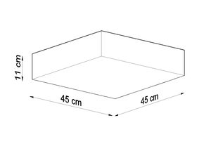 Miniaturka 19 - Rysunek techniczny plafonu kwadratowego z wymiarami 45x45x11 cm