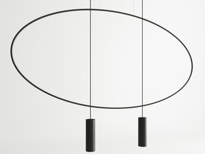 Miniaturka 1 - Designerska lampa wisząca LED do jadalni, czarna rama, minimalistyczny styl