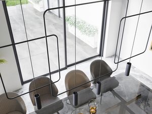 Miniaturka 5 - Designerska lampa LED do jadalni, industrialny styl, czarna rama