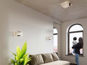 Miniaturka 5 - Kinkiet LED z falowanym szkłem i czarną ramą – styl modern classic