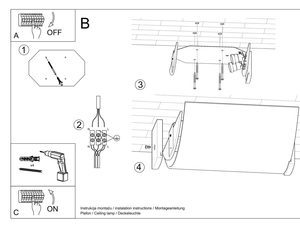 Miniaturka 7 - Rysunek montażowy kinkietu z wygiętym kloszem