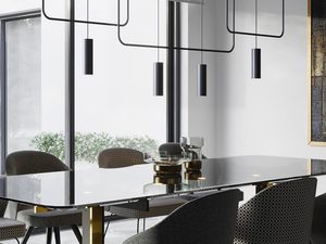 Miniaturka 3 - Lampa LED wisząca, czarny panel, elegancki wygląd do loftowych wnętrz