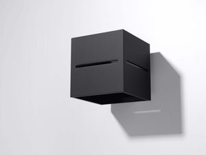 Miniaturka 2 - Czarny kinkiet sześcienny prosty montowany na ścianie