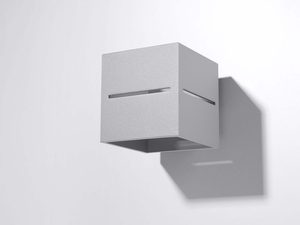 Miniaturka 6 - Szary kinkiet sześcienny prosty montowany na ścianie