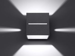 Miniaturka 8 - Szary kinkiet prosty z promieniami światła LED