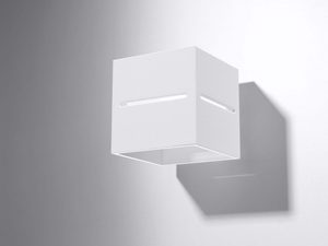 Miniaturka 10 - Biały kinkiet sześcienny prosty montowany na ścianie