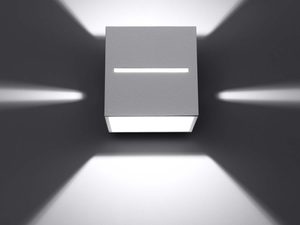 Miniaturka 12 - Biały kinkiet prosty z promieniami światła LED