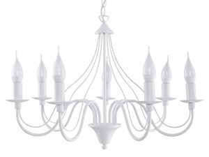 Miniaturka 1 - Żyrandol biały klasyczny ośmioramienny ze świecznikami