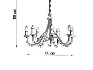 Miniaturka 12 - Rysunek techniczny żyrandola ośmioramiennego z wymiarami 60x80 cm
