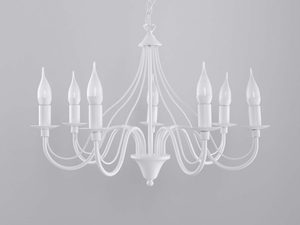 Miniaturka 2 - Biały żyrandol klasyczny z ośmioma ramionami na łańcuchu
