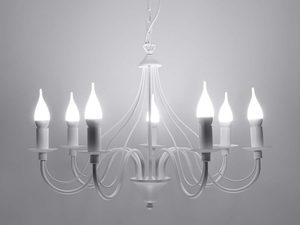 Miniaturka 3 - Żyrandol biały ośmioramienny z oświetleniem LED włączonym