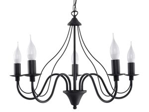 Miniaturka 4 - Żyrandol czarny klasyczny pięcioramienny ze świecznikami