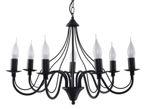 Miniaturka 4 - Żyrandol czarny klasyczny ośmioramienny ze świecznikami