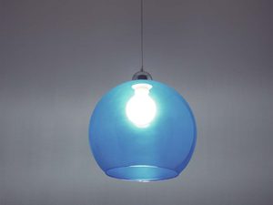 Miniaturka 12 - Lampa wisząca szklana kula niebieska z oświetleniem