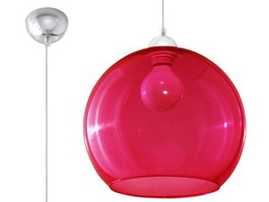 Miniaturka 16 - Lampa wisząca z czerwonym szklanym kloszem kulistym
