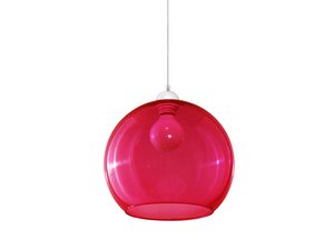 Miniaturka 17 - Czerwona lampa wisząca kula szklana na kablu