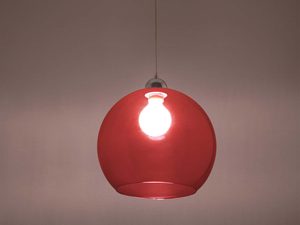 Miniaturka 18 - Lampa wisząca szklana kula czerwona z oświetleniem