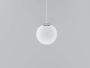 Miniaturka 2 - Biała lampa wisząca kula matowa na kablu chromowanym