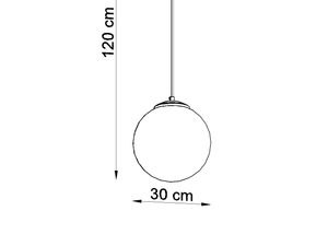 Miniaturka 13 - Rysunek techniczny lampy wiszącej kula z wymiarami 30x120 cm