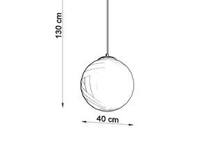 Miniaturka 14 - Rysunek techniczny lampy wiszącej kula z wymiarami 40x130 cm