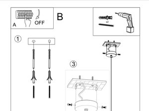 Miniaturka 7 - Rysunek montażowy nowoczesnej lampy wiszącej nad blat kuchenny