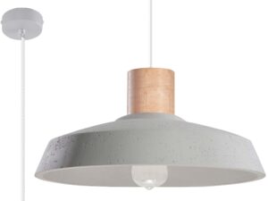 Miniaturka 8 - Lampa wisząca szara betonowa z drewnianym elementem