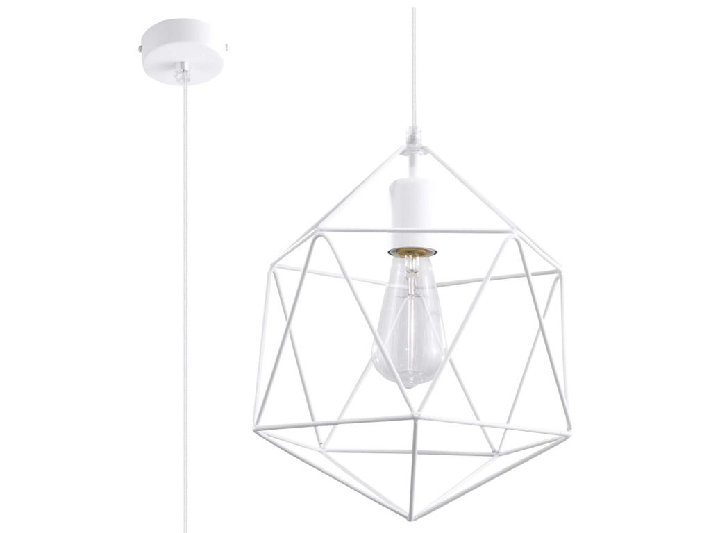 GELIDA Lampa Wisząca Biała Stal Wzornictwo Industrialne