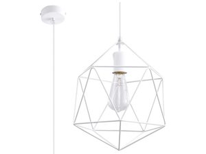 Miniaturka 1 - Lampa wisząca biała z geometrycznym kloszem diamentowym