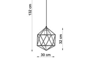 Miniaturka 13 - Rysunek techniczny lampy geometrycznej z wymiarami 30x32x132 cm