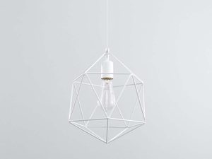 Miniaturka 2 - Biała lampa wisząca z geometrycznym kloszem diamentowym