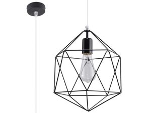 Miniaturka 4 - Lampa wisząca czarna z geometrycznym kloszem diamentowym