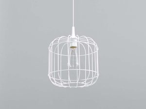 Miniaturka 2 - Biała lampa wisząca cylindryczna druciana na kablu