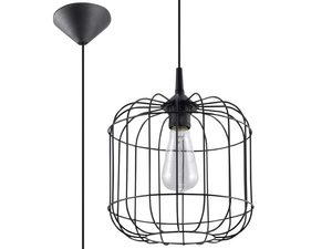 Miniaturka 4 - Lampa wisząca czarna z cylindrycznym drucianym kloszem