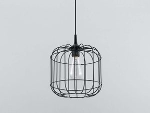 Miniaturka 5 - Czarna lampa wisząca cylindryczna druciana na kablu