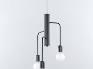 Miniaturka 1 - Lampa wisząca czarna z trzema zwisami do nowoczesnego salonu