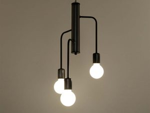 Miniaturka 2 - Lampa z trzema czarnymi przewodami i kulistymi żarówkami