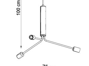 Miniaturka 5 - Schemat lampy sufitowej z sześcioma oprawkami – długość ramion 100 cm