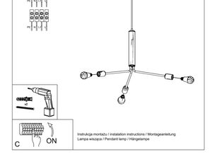 Miniaturka 6 - Rysunek montażowy nowoczesnego żyrandola z sześcioma punktami światła
