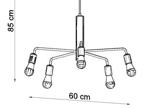 Miniaturka 5 - Schemat techniczny lampy z sześcioma ramionami – wysokość 85 cm