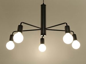 Miniaturka 2 - Nowoczesna czarna lampa sufitowa z pięcioma kulistymi żarówkami