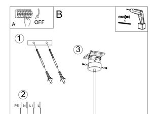 Miniaturka 7 - Rysunek montażu lampy sufitowej z sześcioma źródłami światła