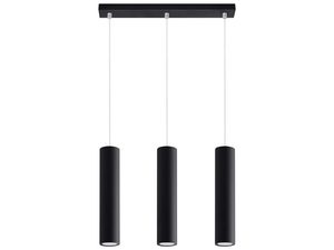 Miniaturka 4 - Lampa wisząca potrójna czarna trzy tuby na listwie