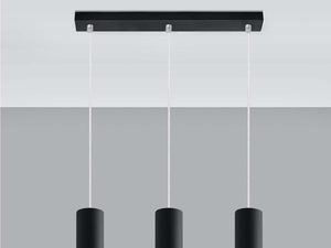 Miniaturka 5 - Czarna lampa wisząca potrójna tuby na belce sufitowej