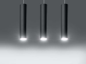 Miniaturka 6 - Lampa wisząca potrójna tuby czarne z oświetleniem LED