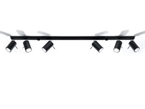 Miniaturka 6 - Listwa sufitowa czarna sześć reflektorów na białym tle